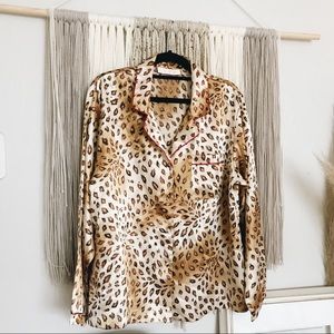 Oscar De La Renta Cheetah Leopard Pajama Set